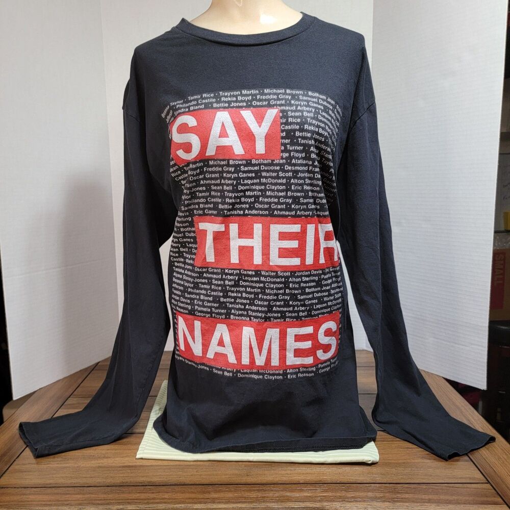 Say Their Names Graphic LS Tee Black Port & Co Fan Favorite